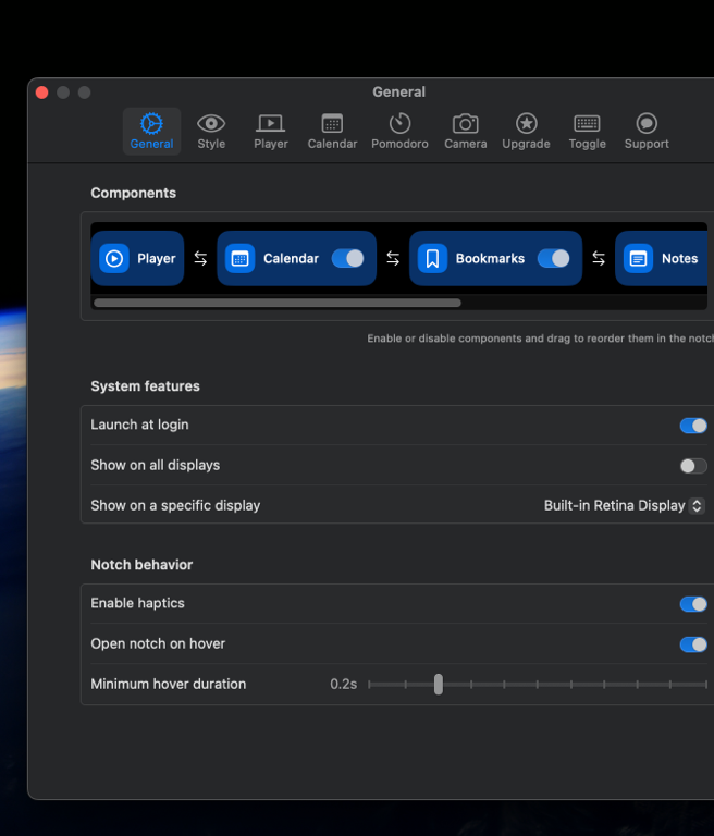 Settings on how to use the app